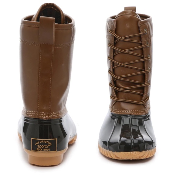 Sporto Shoes - WOMANS WATERPROOF BROWN BLACK SPORTO DUCK BOOTS PULL ON LACE UP